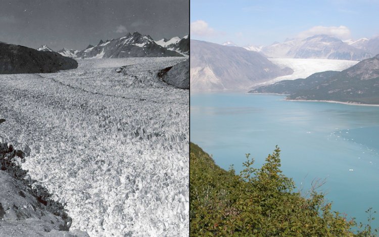 Photographs from the 1940s to the 2000s show the drastic impact of climate change on our planet