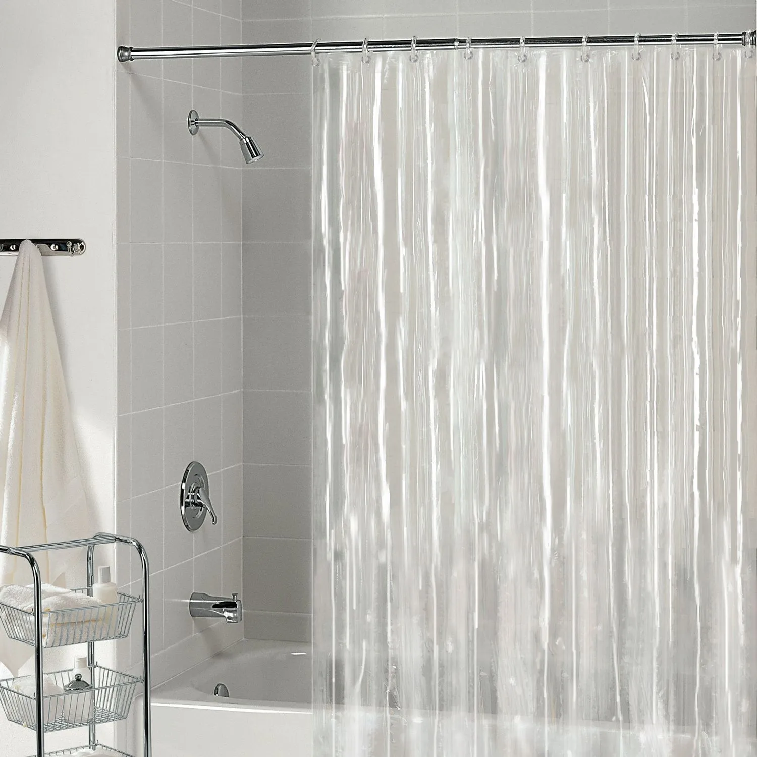 Clear Shower Curtain White