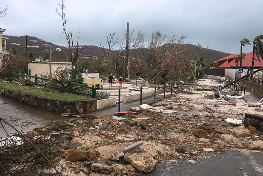 Damaged Street Of Gustavia On Saint-barthelemy In The Caribbean