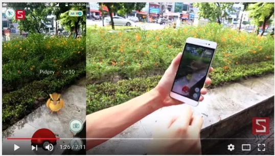 Cảnh bắt một con thú trong Pokemon Go