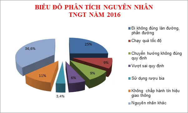 Biểu đồ phân tích nguyên nhân tai nạn giao thông năm 2016. (Nguồn: csgt.vn)