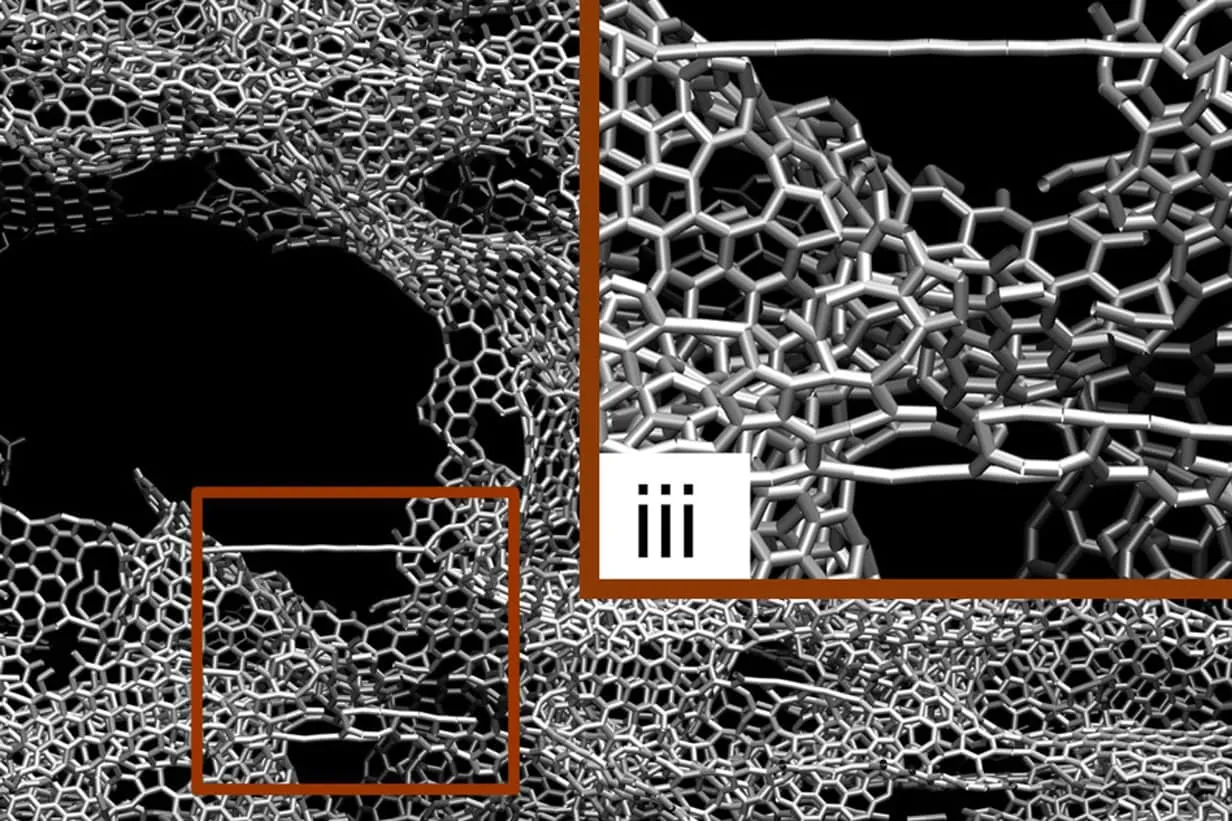 Kết quả mô phỏng các thử nghiệm kéo và nén trên graphene 3D (ảnh: Melanie Gonick / MIT)