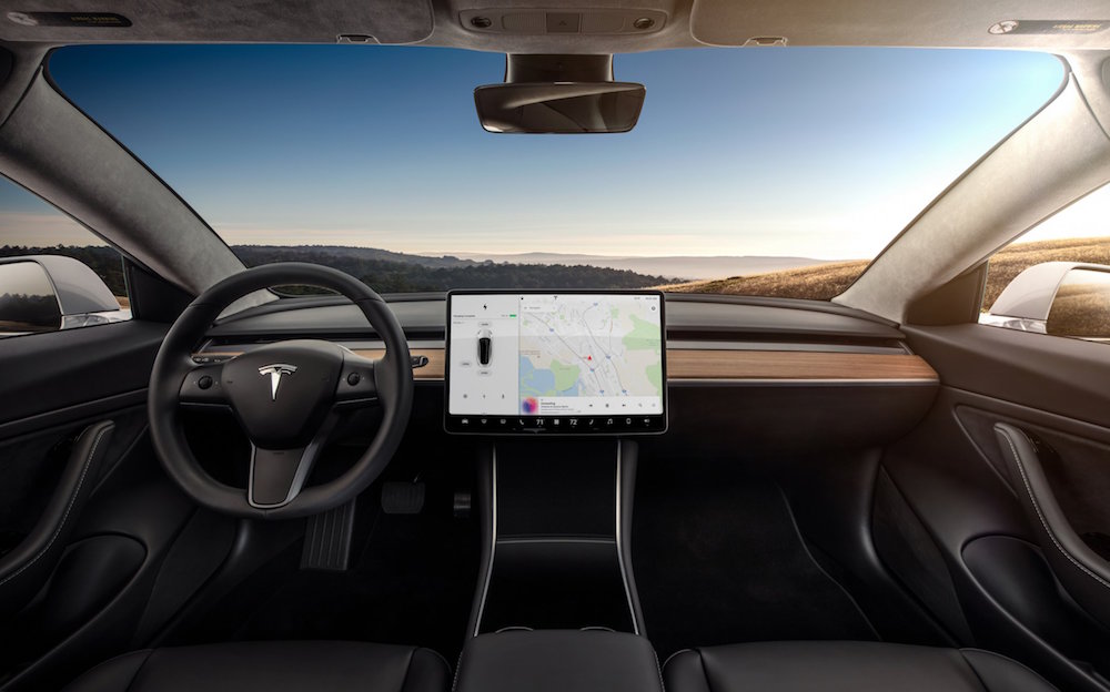 model 3 dashboard head on view