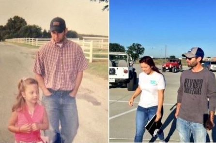 Người cha tái hiện hình ảnh 13 năm trước đưa con gái đi học tràn ngập hạnh phúc