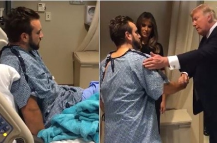 Nạn nhân trúng đạn trong vụ xả súng Las Vegas cố gắng đứng dậy chào Tổng thống Trump