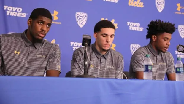 UCLA basketball players LiAngelo Ball Cody Riley and Jalen Hill