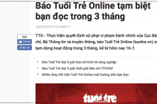 Báo Tuổi Trẻ Online bị đình bản 3 tháng, xử phạt 220 triệu đồng