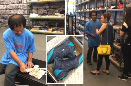 Người phụ nữ mua tặng đôi giày cho người đàn ông xa lạ trong cửa hàng