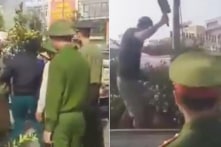 Người đàn ông nhảy lên xe công vụ chặt quất cảnh bị tịch thu