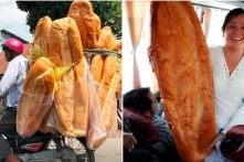 Thú vị bánh mì dài 1m, nặng 3 kg ở An Giang