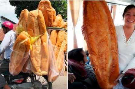 Thú vị bánh mì dài 1m, nặng 3 kg ở An Giang