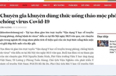 Bộ Y tế: Thông tin ‘trà thanh nhiệt Dr Thanh giúp dự phòng COVID-19’ là không đúng