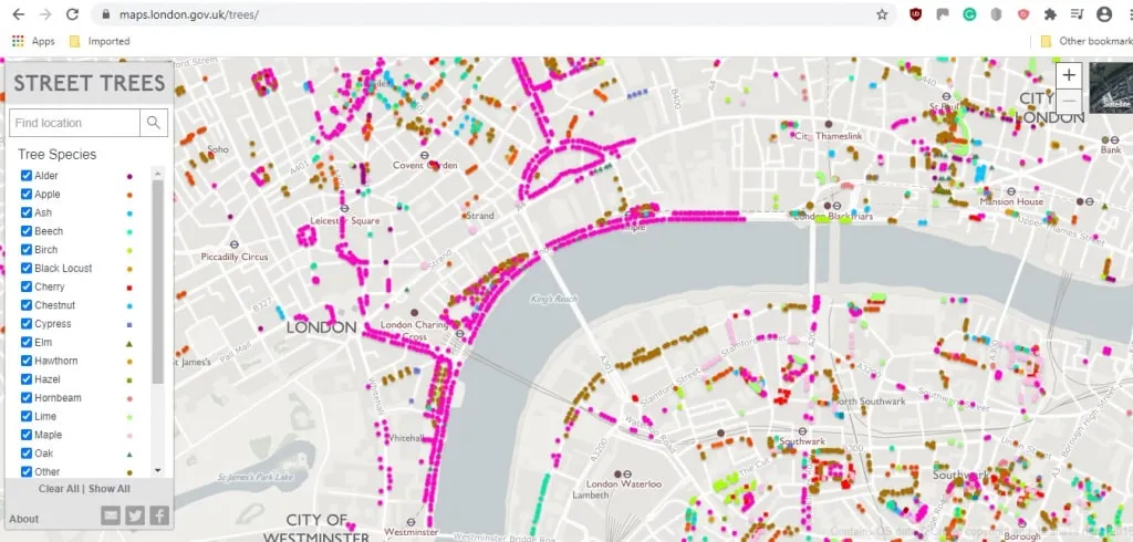 london trees maps