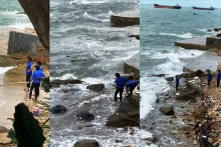 Nhân viên quán cà phê ở TP. Vũng Tàu vứt hàng chục bao tải rác xuống biển