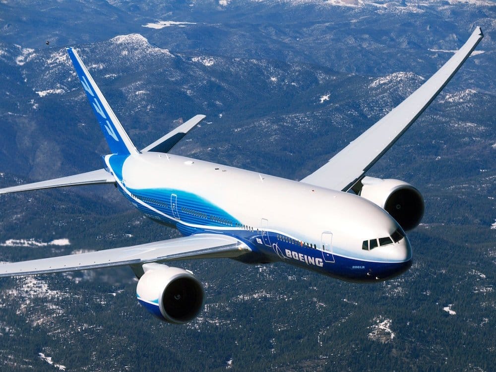 Một máy bay Boeing 777, không có cánh nhỏ. (Ảnh: Boeing)