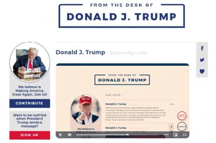 Ông Trump ra mắt trang web mới để truyền tin tới người ủng hộ