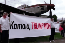 Người biểu tình Guatemala chào đón Kamala Harris với biểu ngữ “Trump đã thắng”