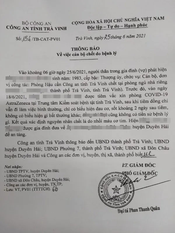 thuong uy cong an tu vong vac xin covid 19