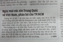 Vắc-xin Sinopharm (Trung Quốc) sẽ được phân bổ để sử dụng tại TP.HCM?