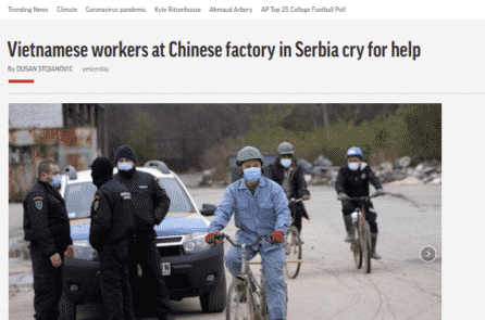 AP: Công nhân Việt Nam tại nhà máy của Trung Quốc ở Serbia kêu cứu