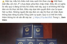 Đức ngừng cấp visa vào hộ chiếu phổ thông Việt Nam theo mẫu mới ban hành