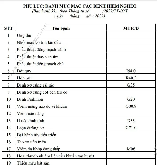 bo y te de xuat 130 benh hiem ngheo de van dong dong gop ho tro benh nhan