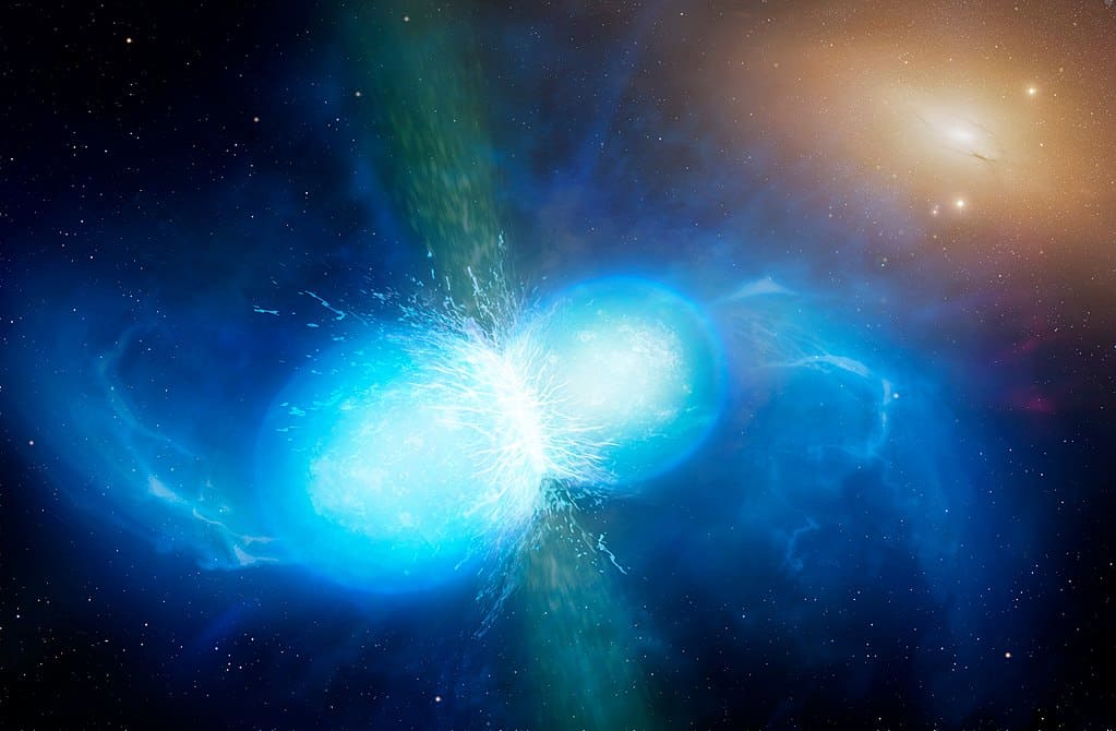 1024px Eso1733s Artists impression of merging neutron stars