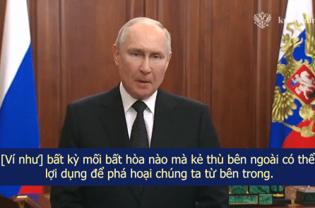 Ông Putin phát biểu về việc nhóm Wagner tạo phản