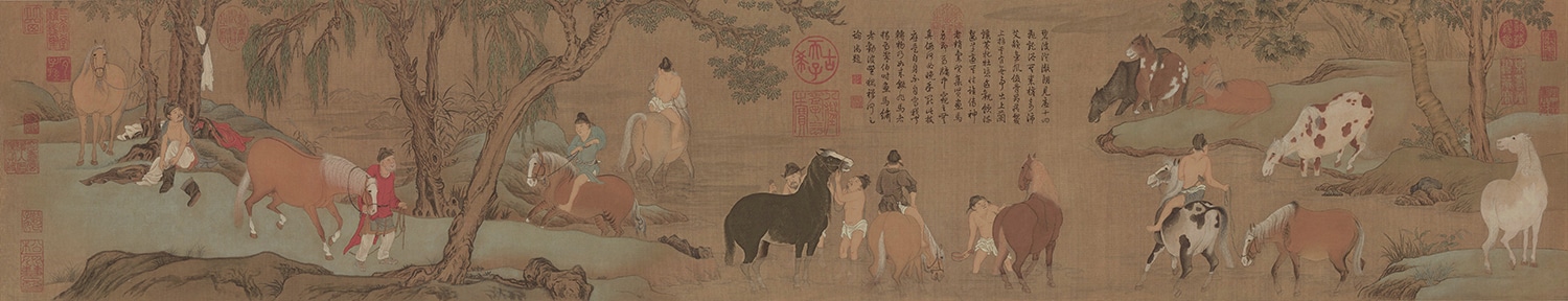 Zhao Mengfu. Bathing Horses. 28.1 x 155.5 cm Palace Museum Beijing 1