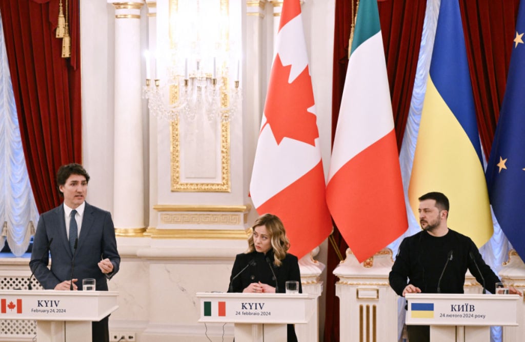 Trudeau Meloni Zelensky