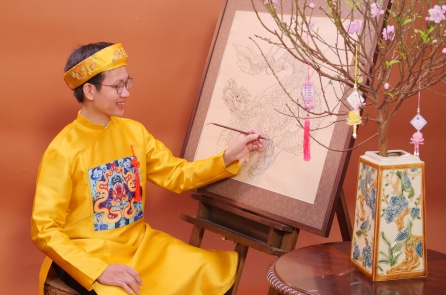 Họa sĩ vẽ Rồng chúc mừng năm mới Giáp Thìn 2024