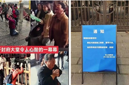 Tượng Bao Công bị chính quyền ĐCSTQ dỡ bỏ vì nhiều người dân đến than khóc