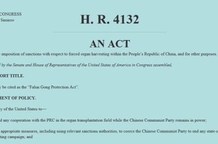 Lược dịch Đạo luật Bảo vệ Pháp Luân Công của Hoa Kỳ