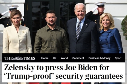 Zelensky muốn Biden cấp bảo lãnh để không sợ Trump — The Times
