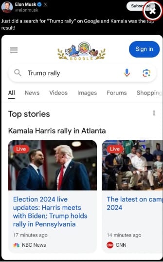 Trump rally google