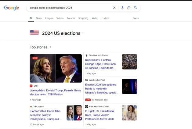 ket qua tim kiem Google ve ong Trump