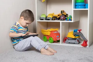 a boy watching smartphone