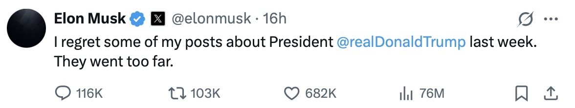 Musk xin loi Trump