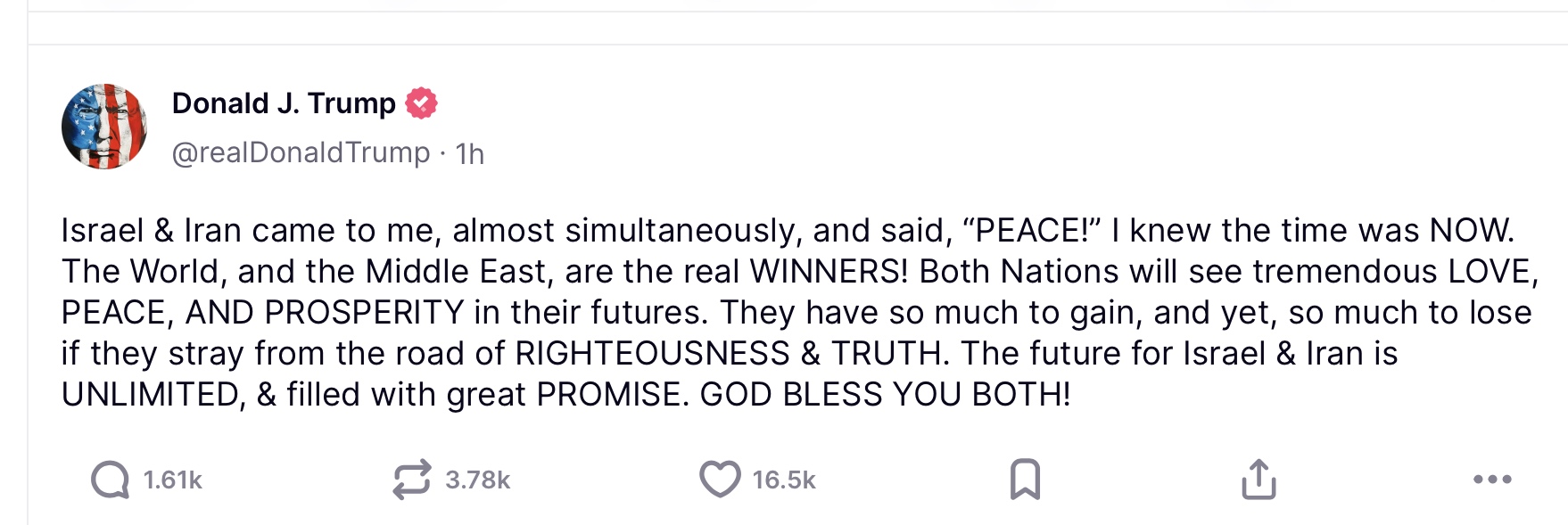 Trump Iran Israel hoa binh