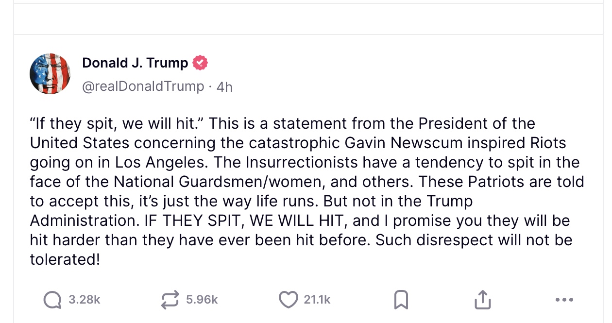 Trump cho phep ve binh quoc gia dap tra nguoi bieu tinh