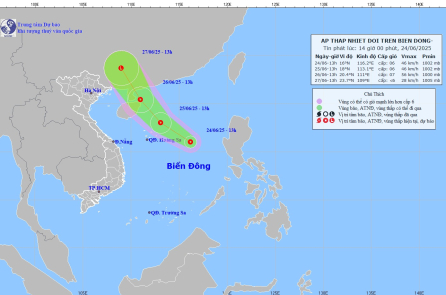 Biển Đông xuất hiện áp thấp nhiệt đới