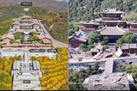 Bảo tàng ở Trung Quốc bất ngờ sụp đổ, nhiều công trình kiến trúc bị san bằng