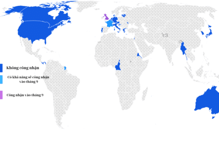 Bản đồ hiển thị các quốc gia không công nhận Nhà nước Palestine