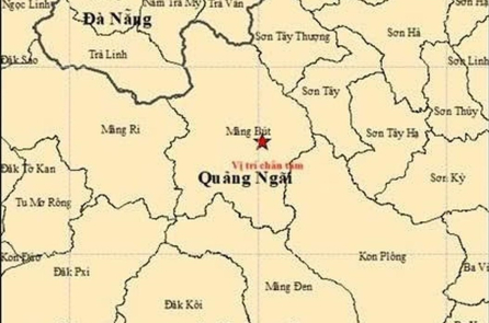 Quảng Ngãi xảy ra hai trận động đất liên tiếp
