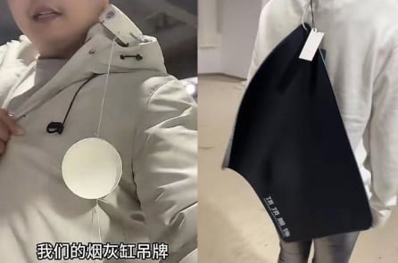 Để tránh trả hàng không lý do, thương nhân Trung Quốc dùng gạt tàn thuốc làm thẻ treo quần áo