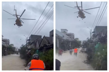 Hai trực thăng thả 5 tấn hàng cứu trợ cho vùng lũ Đắk Lắk