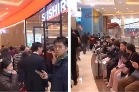 Bất chấp căng thẳng của ĐCSTQ, người TQ vẫn xếp hàng dài ăn Sushi Nhật ở Thượng Hải