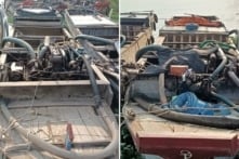 6 ghe có thiết bị bơm hút cát bị bỏ lại tại Vàm Cổ Lịch