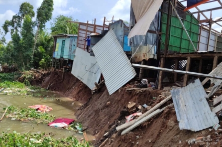 Thêm 40m bờ sông Hậu bị sạt lở