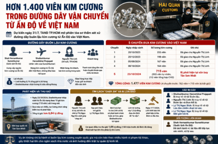 Sắp xét xử vụ buôn lậu hàng trăm viên kim cương vào Việt Nam